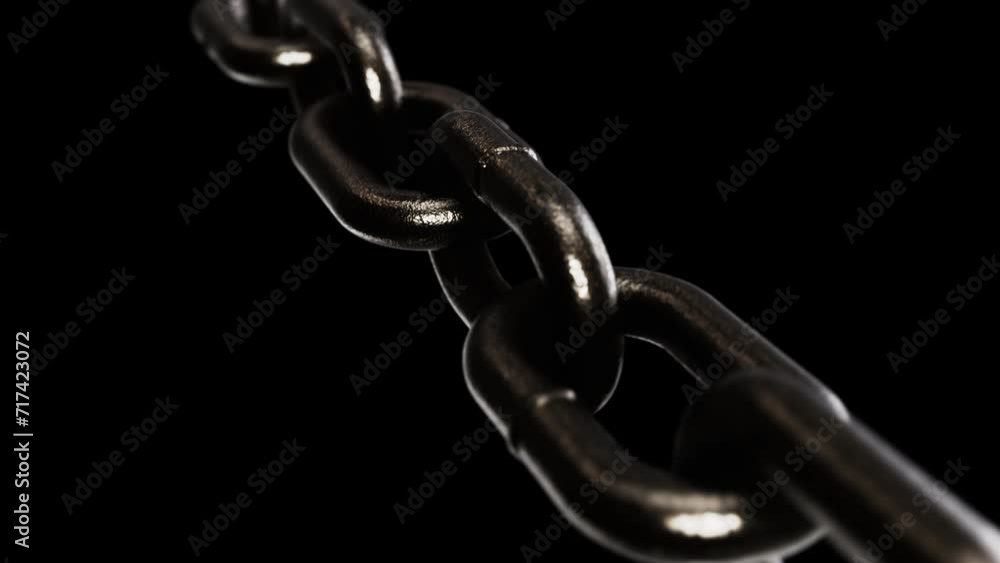Poster realistic dof camera looping 3d animation of the powder coated steel chain rendered in uhd with alph