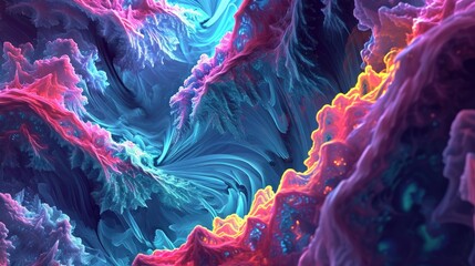 3d vibrant fractal neon abstract background
