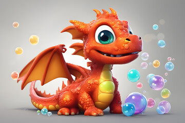 Whimsical Wonders The Bubbly World of a Cute Dragon
