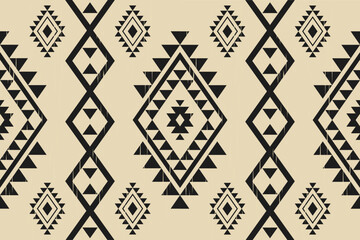 Ikat tribal Indian seamless pattern. Ethnic Aztec fabric carpet mandala ornament native boho chevron textile.Geometric African American oriental tranditional vector illustrations. Embroidery style