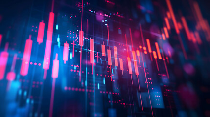 graph and candlestrick chart in stock and currency market, financial and investment growth background