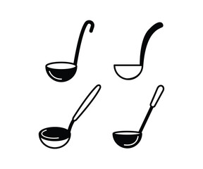 set ladle icons of kitchen utensils vector design simple black white flat minimal modern illustration