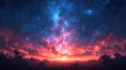 Beautiful Starry Night Milky Way Galaxy, Background Banner HD