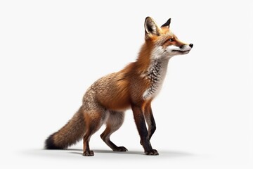 Fototapeta premium Red fox, Vulpes vulpes, running isolated on white background. 3d render.