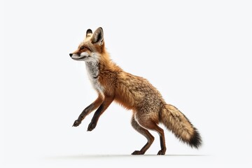 Fototapeta premium Red fox, Vulpes vulpes, standing isolated on white background. 3d render
