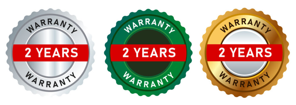 2 years warranty guarantee emblem seal badge tag silver green gold symbol label