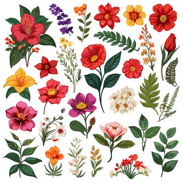 Botanical Illustration Variety with Exotic and Classic Flowers