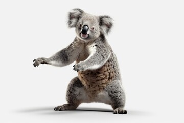Cute koala on white background. 3d render illustration