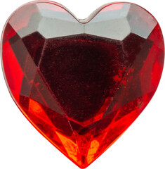 Red heart shape crystal valentines day symbol sticker isolated on white background