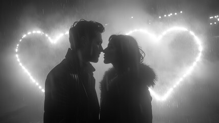 Couple - romantic - fog - mist - Valentine’s Day - shadows - silhouette 