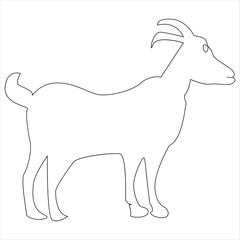 Continuous one line drawing of Domestic Goat line art drawing vector illustration