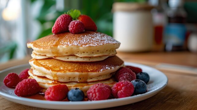Pancakes on a plate, AI generated Image