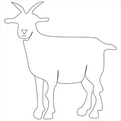 Continuous one line drawing of Domestic Goat line art drawing vector illustration