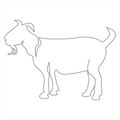 Continuous one line drawing of Domestic Goat line art drawing vector illustration