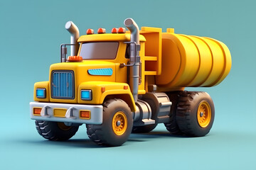 3d rendering cartoon Construction Truck