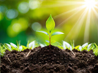 Celebrate Earth Day by planting a green sapling in the soil to contribute to saving our planet.