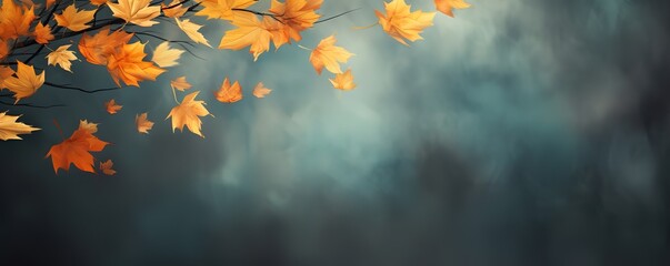 A falling leaves with blur effect background. generative ai.