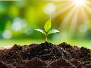 Celebrate Earth Day by planting a green sapling in the soil to contribute to saving our planet.