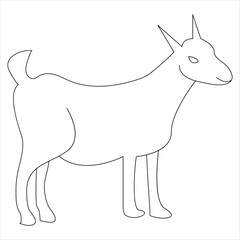 Continuous one line drawing of Domestic Goat line art drawing vector illustration