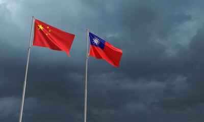 flag china taiwan taipei country nation background copy space conflict war chinese asian politic...