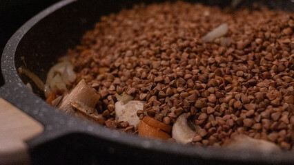 buckwheat on the pan