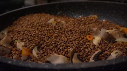 frying pan with food