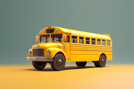 3d rendering cartoon School Bus