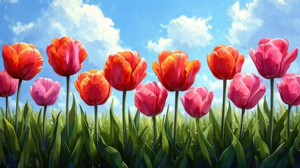 Colorful Fresh Spring Tulips Flowers Nature, Background Banner HD