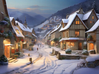 village in the mountains snow cold resort 
