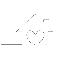 Continuous one line drawing of home line art drawing vector illustration