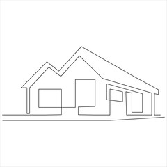 Continuous one line drawing of home line art drawing vector illustration