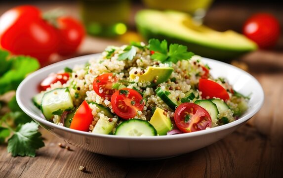 A healthy salad with fresh avocado slices