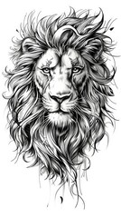 Fototapeta premium Lion tattoo flash, AI generated Image