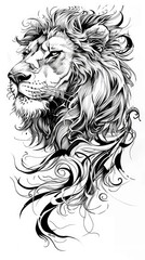 Lion tattoo flash, AI generated Image