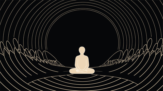 abstract patterns incorporating Buddhist symbols  expressing the meditative and symbolic aspects found in Buddhist cultural elements in a dynamic vector backdrop. simple minimalist illustration