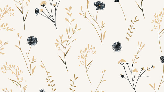 Seamless vector pattern featuring intricate botanical designs  celebrating the graceful curves and delicate details of leafy floral flourishes for a timeless and romantic aesthetic. simple