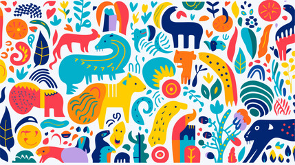 abstract patterns inspired by the diversity of species  portraying the vibrant tapestry of animal life and habitats in a vector background. simple minimalist illustration creative