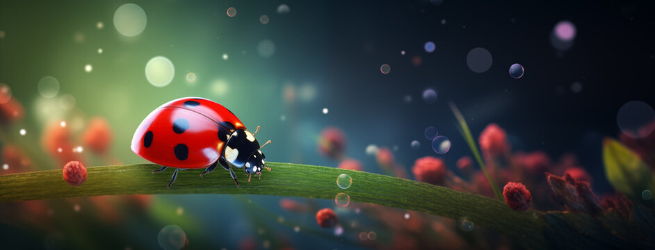 Natural Background with Ladybug