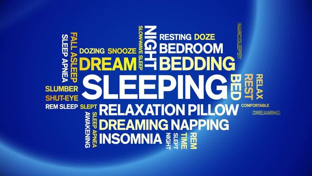 Sleeping animated tag word cloud;text design animation kinetic typography seamless loop.