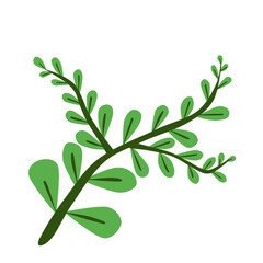 Doodle oval leaf aesthetic tendrils leaf illustration cartoon with green color that can be used for sticker, icon, decorative, e.t.c	