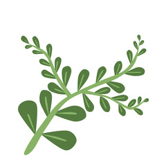 Doodle oval leaf aesthetic tendrils leaf illustration cartoon with green color that can be used for sticker, icon, decorative, e.t.c	