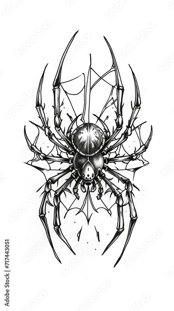 Wall mural spider tattoo flash, ai generated image