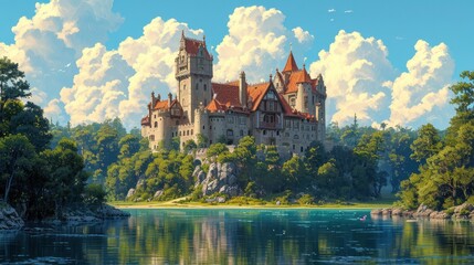 Naklejka premium Former Castle Enrique Ii De Mpressive, Background Banner HD