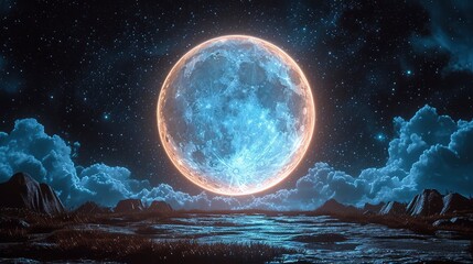 Full Moon Against Black Sky, Background Banner HD