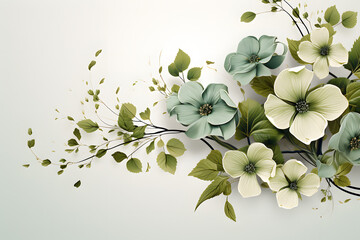 Obraz premium Pale Green Floral Corners background