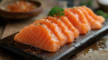 Fresh and Healthy Salmon Sushi Meal on a White Plate