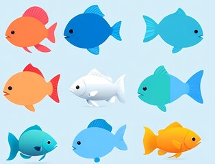 Fototapeta premium お魚アイコンセット風背景壁紙