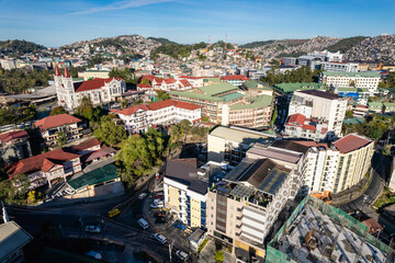 Fototapeta na wymiar Baguio City, Philippines - The bustling center of Baguio at rush hour time.
