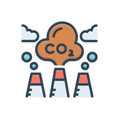 Color illustration icon for reduce co2