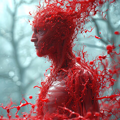 Abstract Image of blood vessels and veins in the human body. 